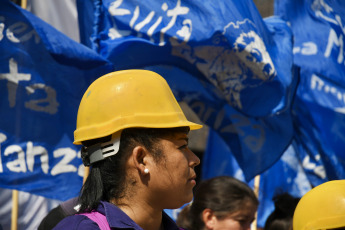 Buenos Aires, Argentina.- In the photos taken on February 29, 2024, militants and leaders of the Union of Workers of the Popular Economy (Utep) held a rally and protest in the vicinity of the Ministry of Economy "to defend the work of the popular economy", among other demands.