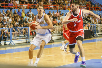 Mar del Plata, Argentina.- In the photos taken on February 22, 2024, the Argentine basketball team played against Chile, in Group A, in the Americup 2025 Qualifiers in Nicaragua. Argentina beat Chile 90 to 78 in the first qualifying window for the AmeriCup 2025. Nicolás Brussino was the team's scorer with 19 points.