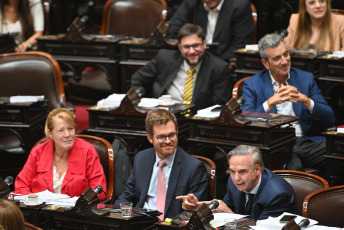 Buenos Aires, Argentina.- In the photos taken on February 2, 2024, the Chamber of Deputies continued for the third consecutive day with the treatment of the "Bases" bill. With 144 votes in favor and 109 against, the controversial Omnibus Law, a broad package of reforms that lost more than half of its articles, received “general” approval in the Chamber of Deputies, which will meet again on Tuesday.