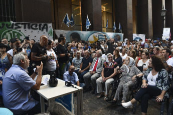 Buenos Aires, Argentina.- In the photos taken on February 22, 2024, political and union leaders, officials and mayors of the province of Buenos Aires participated in a public class in defense of the Madres de Plaza de Mayo National University (UNMA). The call was made by that organization that defends Human Rights under the slogan "the University of Mothers defends itself."