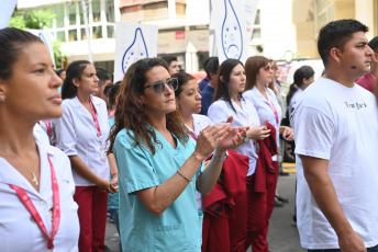 Buenos Aires, Argentina.- In the photos taken on February 22, 2024, the personnel gathered in the Federation of Associations of Argentine Health Workers (Fatsa) carry out a 24-hour strike "in defense of the equal recomposition of the salaries" and in the "absence of progress in conventional negotiations with the chambers."