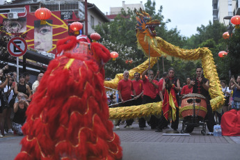 Buenos Aires, Argentina.- In the photos taken on February 9, 2024, the Chinese community in Argentina celebrates the New Year with shows, Dragon dance and traditional music Buenos Aires. The Chinese community in Argentina began the celebrations of the arrival of the "Wooden Dragon." The dragon is very important to all Chinese culture and, in addition to vigor and strength.