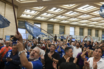 Buenos Aires, Argentina.- In the photos taken on February 20, 2024, Bancarios and Corriente Federal de Trabajadores expressed their rejection of a possible privatization of the bank and issued a statement in which they expressed that "society said no to the sale of public companies".