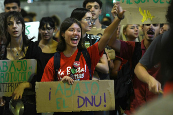 Buenos Aires, Argentina.- In the photos taken on February 21, 2024, the Student Center of the Faculty of Philosophy and Letters of the University of Buenos Aires (UBA), held a "cacerolazo" to demand for "university budget, educational ticket and living wage for teachers and non-teachers".