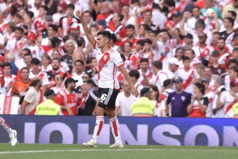 Buenos Aires, Argentina - In the photo taken on February 25, 2024, River and Boca tied 1-1 at the Más Monumental stadium on Sunday for the 7th date of the League Cup. The goals came in the second half, at the feet of Solari and Medina. Hot end in Núñez. With this result, Demichelis's team is at the top of Zone A with 13 points, equaling Independiente's line. Diego Martínez's team reached 10 points and are seventh in Zone B.