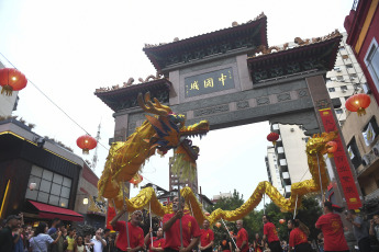 Buenos Aires, Argentina.- In the photos taken on February 9, 2024, the Chinese community in Argentina celebrates the New Year with shows, Dragon dance and traditional music Buenos Aires. The Chinese community in Argentina began the celebrations of the arrival of the "Wooden Dragon." The dragon is very important to all Chinese culture and, in addition to vigor and strength.