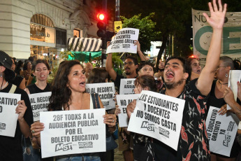 Buenos Aires, Argentina.- In the photos taken on February 21, 2024, the Student Center of the Faculty of Philosophy and Letters of the University of Buenos Aires (UBA), held a "cacerolazo" to demand for "university budget, educational ticket and living wage for teachers and non-teachers".