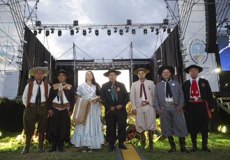 Mendoza, Argentina - In the photo taken on February 25, 2024, the Grape Harvest Festival began tonight in Mendoza with the ceremony of the "Blessing of the fruits" in the department of Guaymallén, while next Saturday will be the central celebration, called "Crowned with history and future", which summons tourists and locals in the Greek theater Frank Romero Day, located in the provincial capital.