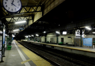 Buenos Aires, Argentina - In the photo taken on February 21, 2024, the train strike began and there are long lines at bus stops.