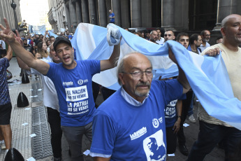 Buenos Aires, Argentina.- In the photos taken on February 20, 2024, Bancarios and Corriente Federal de Trabajadores expressed their rejection of a possible privatization of the bank and issued a statement in which they expressed that "society said no to the sale of public companies".