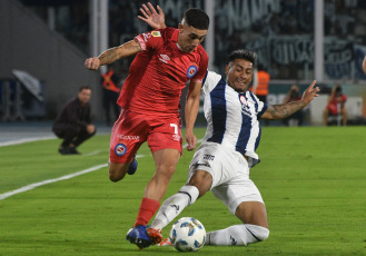 Buenos Aires, Argentina.- In the photos taken on February 15, 2024, during the match between Talleres de Córdoba and Argentinos Juniors, in a match valid for the fifth date of Zone B of the Professional League Cup at the Stadium Mario Alberto Kempes. Talleres Córdoba beat Argentinos Juniors 2-1 at home. For Talleres Córdoba the goals were scored by Juan Rodríguez (at 83 minutes) and Federico Girotti (at 87 minutes). For Argentinos Juniors the goal was scored by Leonardo Heredia (at 29 minutes).