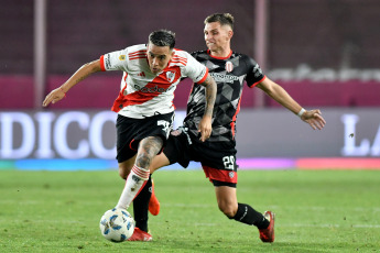 Buenos Aires, Argentina.- In the photos taken on January 31, 2024, during the match between River Plate and Barracas Central, in a match valid for the second date of the Argentine League at the Claudio Chiqui Tapia stadium. River Plate defeated Barracas C by two goals. It was Miguel Ángel Borja who opened the scoring at minute 25 of the second half. Later, in the 35th minute of the same stage, Agustín Ruberto increased the lead, ensuring River Plate's victory.