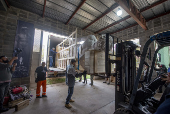 Chaco, Argentina.- En las fotos tomadas el 2 de febrero del 2024, muestra la réplica del David de Miguel Angel, que será inaugurada el próximo 6 de marzo, día internacional del escultor. La ciudad chaqueña de Resistencia será escenario de la esperada inauguración del “David”, una réplica de la célebre creación de Miguel Angel que estará emplazada en el Parque 2 de Febrero y que forma parte de una iniciativa del artista chaqueño Fabriciano Gómez, artífice también de la Bienal de Escultura de Chaco, cuya edición 2024 se lanzará oficialmente ese mismo día.