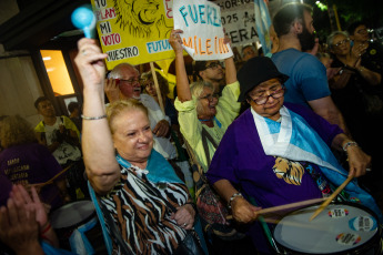 Buenos Aires, Argentina - In the photo taken on 1 March 2024, social and left-wing organisations held a demonstration in front of Congress in protest against the policies promoted by the government of President Javier Milei, who gave his speech to the Legislative Assembly at 9 p.m. to inaugurate the ordinary session.