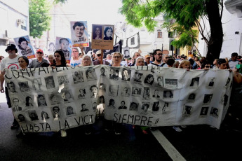 Buenos Aires, Argentina.- In photos taken on March 24, 2024, a crowd protested in a march to Congress to ask for justice for the victims of the state genocide in commemoration of the "Day of Remembrance for Truth and Justice ", an immovable holiday that commemorates the anniversary of the last military dictatorship that ruled the country