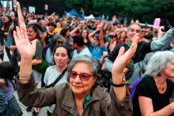 Buenos Aires, Argentina - The photos show the "Festival Arde", produced by workers of the National Secretariat of Culture, in front of the offices of the Secretary of Culture, Leonardo Cifelli, with the support of the Association of State Workers (ATE) on 6 April 2024. More than 20 artists raised their voices against the massive layoffs and the constant stigmatisation of cultural workers and the state in general.