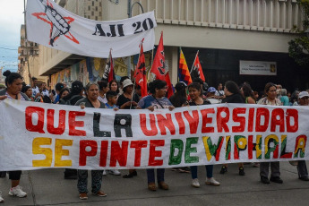 Salta, Argentina.- In the photos taken on April 23, 2024, hundreds of thousands of people demonstrated this Tuesday throughout Argentina to repudiate the cuts in funds to the public university, in what constitutes the largest demonstration so far against the policy of adjustments by President Javier Milei. The universities declared a budget emergency after the government decided to extend for this year the same budget they received in 2023, despite the year-on-year inflation that touched 290% in March.