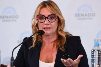 Buenos Aires, Argentina.- En las fotos, Nancy Pazos, en representación de la organización Periodistas Argentinas, expuso en el Senado durante el debate en comisión de la Ley Bases el 16 de mayo del 2024. En su alocución en el Salón Azul, la periodista Pazos alertó, “Estamos ante el peligro de convertir por ley información en propaganda...Estamos en peligro cuando en las coberturas de actos y movilizaciones nos disparan gases y balas de gomas". El debate en comisión de la Ley Bases concluyó el jueves por la noche en el Senado, sin que el oficialismo de La Libertad Avanza lograra avanzar en un dictamen para poder llevar el proyecto al recinto.