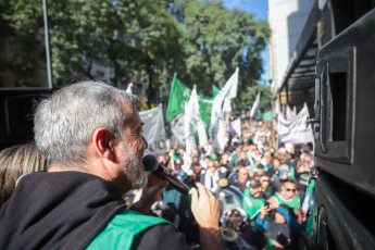 Buenos Aires, Argentina - In the photos, the Association of State Workers (ATE) held a new national day of mobilizations at the headquarters of the Techint company on May 16, 2024. The ATE demanded that the Executive headed by Javier Milei immediately called paritarias to recover “all the purchasing power lost since the Government took office.”