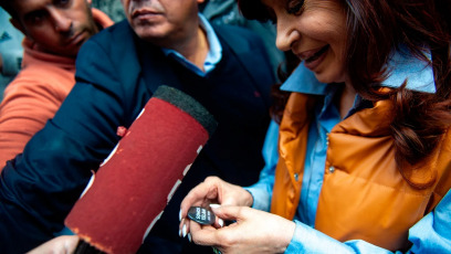 Buenos Aires, Argentina: In the photo, former President Cristina Kirchner led a ceremony for the 50th anniversary of the murder of Father Carlos Mugica, at the Instituto Patria, and once again questioned the economic course of Javier Milei's government, stating that "a similar situation has never been experienced in the 40 years of democracy", on May 11, 2024.