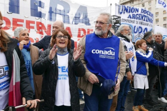 Buenos Aires, Argentina.- In the photos, the national teaching unions participated in a strike throughout the country on May 23, 2024. The national strike had a massive participation in demand of the urgent call to the federal joint meeting, the restitution of the National Teacher Incentive Fund (Fonid) and other demands.