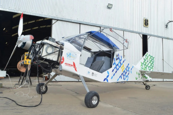 Buenos Aires, Argentina.- The photos show the motor propulsion system &#40;engine and propeller assembly&#41; of the AVIEM 100 Epower on June 17, 2024. The Faculty of Engineering of the National University of La Plata (UNLP) reported that is working on the fuselage of the first 100% electric aircraft of national manufacture, so it will soon become the first electric plane in the country to take flight, once the rigorous tests have been completed and the bureaucratic commitments regarding permits in the framework of the authorizations carried out by the National Civil Aviation Administration (ANAC).