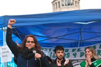 Buenos Aires, Argentina.- In the photos, hundreds of people gathered in front of the National Congress in support of workers from the former Ministry of Women, Gender and Diversity on June 11, 2024. An open assembly was held organized before the announcement of the closure of the Undersecretariat for Prevention against Gender Violence and the dismantling of policies in this area.