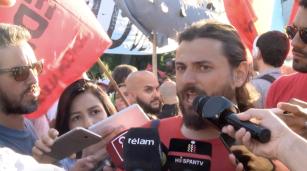 Juan Grabois habla sobre Siria y Venezuela durante protesta social en Buenos Aires en 2019
