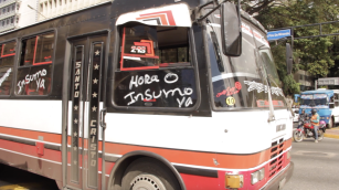 Protesta de camioneros en Caracas por falta de insumos