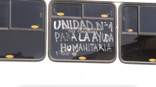 Protesta de camioneros en Caracas por falta de insumos