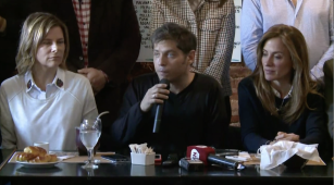 Axel Kicillof, Florencia Saintout y Victoria Tolosa Paz en conferencia de prensa tras las PASO 2019