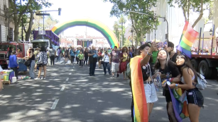 Marcha del Orgullo LGBTIQ+ en Plaza de Mayo en Buenos Aires en 2021